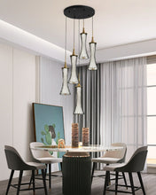 Load image into Gallery viewer, five bulb circular canopy dining room chandelier
