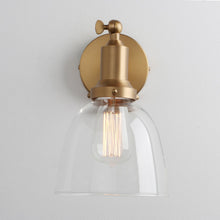 Load image into Gallery viewer, brass modern farmhouse style wall light fixture
