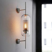 Load image into Gallery viewer, retro brass glass lampshade wall sconce

