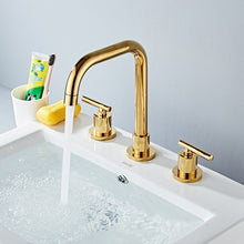 Load image into Gallery viewer, polished gold two handle bathroom faucet
