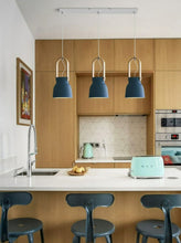 Load image into Gallery viewer, matte blue modern pendant lights liniear canopy
