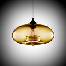 Load image into Gallery viewer, amber tinted glass modern pendant light
