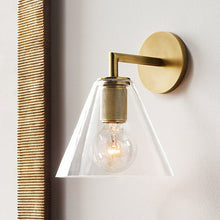 Load image into Gallery viewer, Modern brass wall sconce
