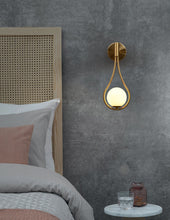 Load image into Gallery viewer, brass plated modern glass globe bedside wall sconce

