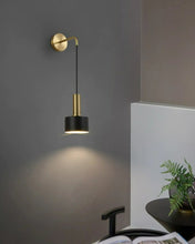 Load image into Gallery viewer, Black and Gold Hanging Wall Sconce
