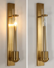Load image into Gallery viewer, brass single bulb industrial style wall sconce
