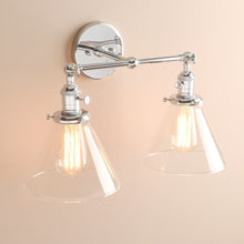 Load image into Gallery viewer, farmhouse vintage chrome two bulb wall lamp
