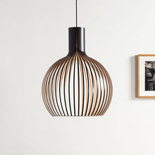 Load image into Gallery viewer, Black wood pendant light fixture
