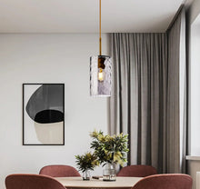 Load image into Gallery viewer, gray tinted textured glass pendant lights
