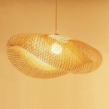 Load image into Gallery viewer, Handwoven bamboo pendant light fixture
