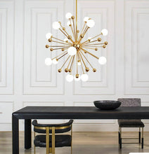 Load image into Gallery viewer, Modern frosted glass globe chandelier in gold
