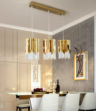 Load image into Gallery viewer, Gold Glass Crystal Light Fixture for Dining Rooms
