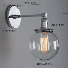 Load image into Gallery viewer, radley glass globe wall sconce dimensions
