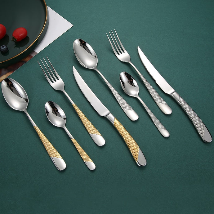 luxury textured handle elegant dining silverware