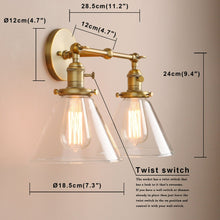 Load image into Gallery viewer, Finley two bulb wall sconce dimensions
