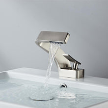 Load image into Gallery viewer, Curved modern brushed nickel basin faucet
