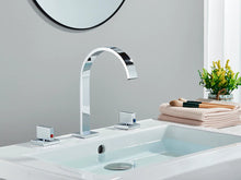Load image into Gallery viewer, chrome curved bathroom faucet with two handles
