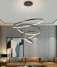 Load image into Gallery viewer, Black modern ring chandelier
