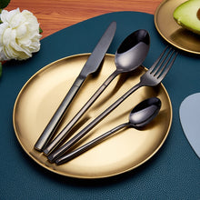Load image into Gallery viewer, midnight black stainless steel silverware set
