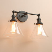 Load image into Gallery viewer, rustic vintage wall lamp with two bulbs
