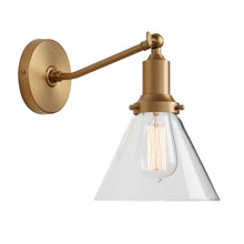Load image into Gallery viewer, contemporary brass glass shade hallway wall sconce

