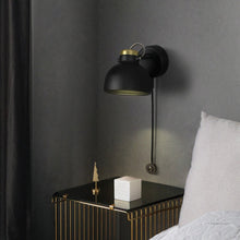 Load image into Gallery viewer, black moderrn bedside wall lamp
