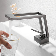 Load image into Gallery viewer, Dark Gray modern geometric design bathroom basin and vessel faucet
