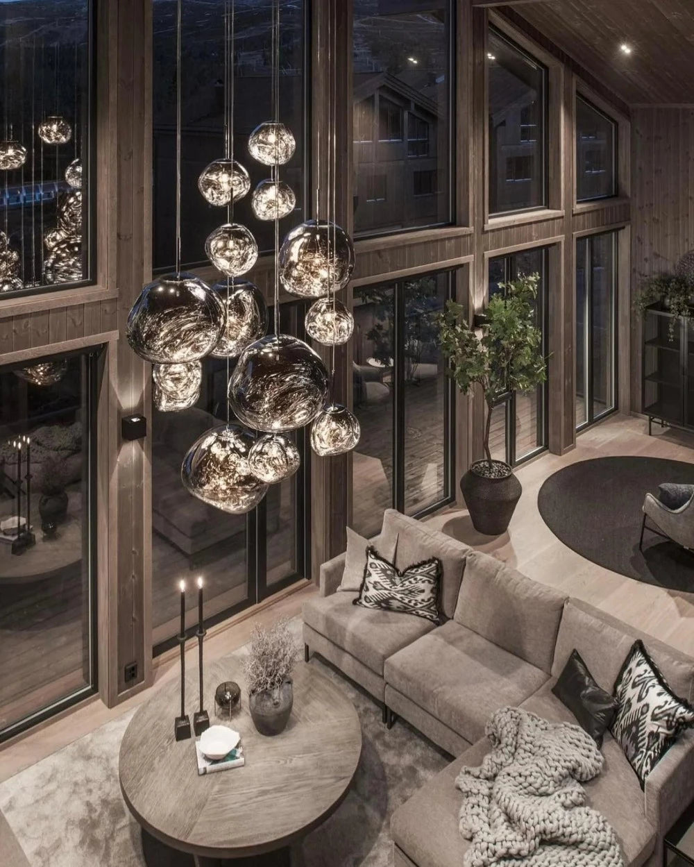Creative Modern Brown LED ring Chandelier For Hotel Dining Table Bedroom  Living room | N-Lighten