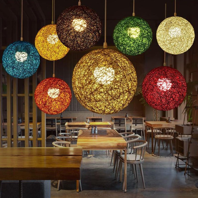 Vintage Handwoven Wicker Pendant Light Focal Decor