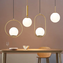 Load image into Gallery viewer, polished gold frosted glass pendant lights
