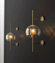 Load image into Gallery viewer, Thatcher - Modern Honeycomb Brass &amp; Glass Wall Sconce
