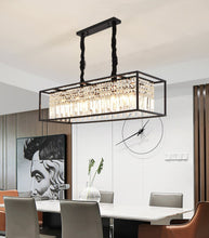 Load image into Gallery viewer, black frame glass chandelier for dining room
