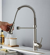 Load image into Gallery viewer, pull out sprayer spout kitchen faucet in brushed nickel finish
