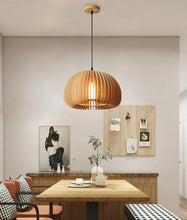 Load image into Gallery viewer, natural wood modern dining pendant light
