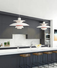 Load image into Gallery viewer, modern white layered pendant lights for kitchen island
