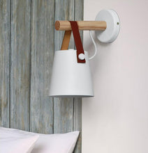 Load image into Gallery viewer, leather strap accent bedside wall lamp
