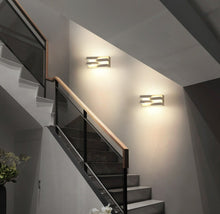 Load image into Gallery viewer, white geometric interior LED wall lights for stairs
