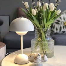 Load image into Gallery viewer, white color flower pot rechargeable table light
