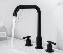 Load image into Gallery viewer, three hole modern black bathroom faucet

