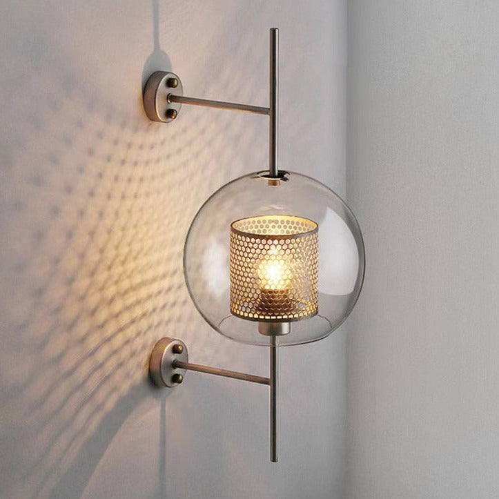 silver modern glass honeycomb wall sconce