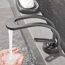 Load image into Gallery viewer, dark gray slim single handle modern design bathroom faucet

