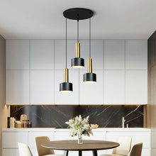 Load image into Gallery viewer, black and gold circular kitchen light fixture
