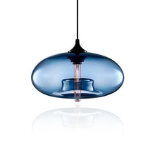 Load image into Gallery viewer, blue glass modern art deco pendant light
