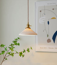 Load image into Gallery viewer, farmhouse chic white ceramic pendant light
