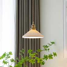 Load image into Gallery viewer, retro brass and ceramic pendant light fixtures
