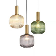 Load image into Gallery viewer, brass and glass retro pendant lights
