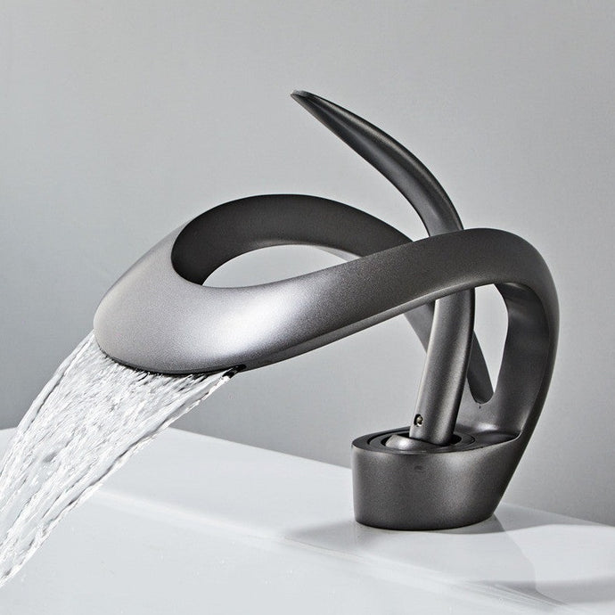 Modern Curved waterfall faucet in gray