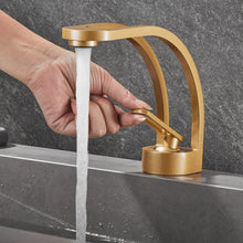 Load image into Gallery viewer, matte gold finish bathroom faucet with single handle
