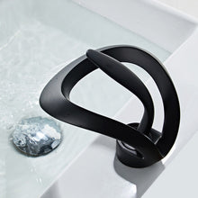 Load image into Gallery viewer, Matte Black dual channel single handle bathroom faucet
