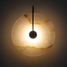Load image into Gallery viewer, black frame white marble wall sconce
